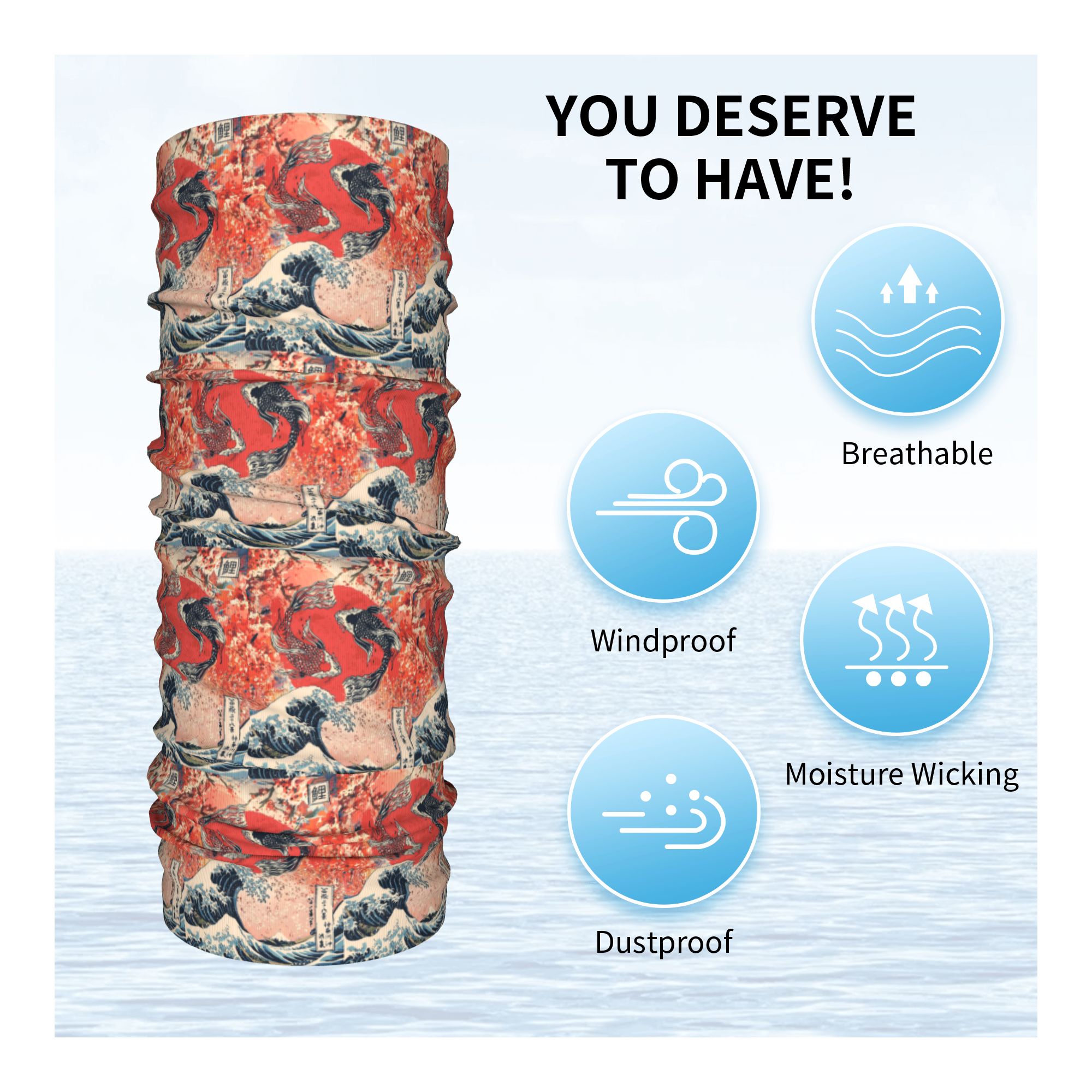Koi Fish and Great Wave off Ka - Sports Mask Breathable ulasan dan harga