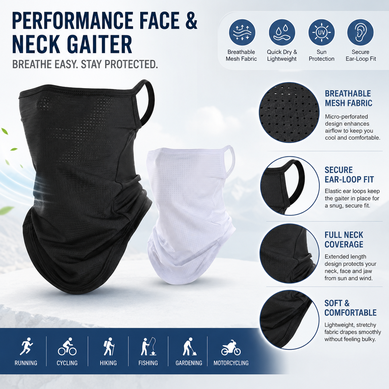 Breathable Quick-Dry Neck Gait - Respirator Half Face ulasan dan harga