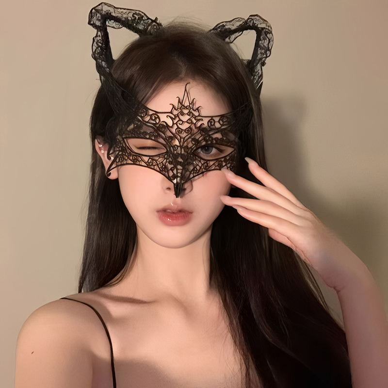 Black Sexy Lingerie Lace Mask  - Respirator Half Face ulasan dan harga